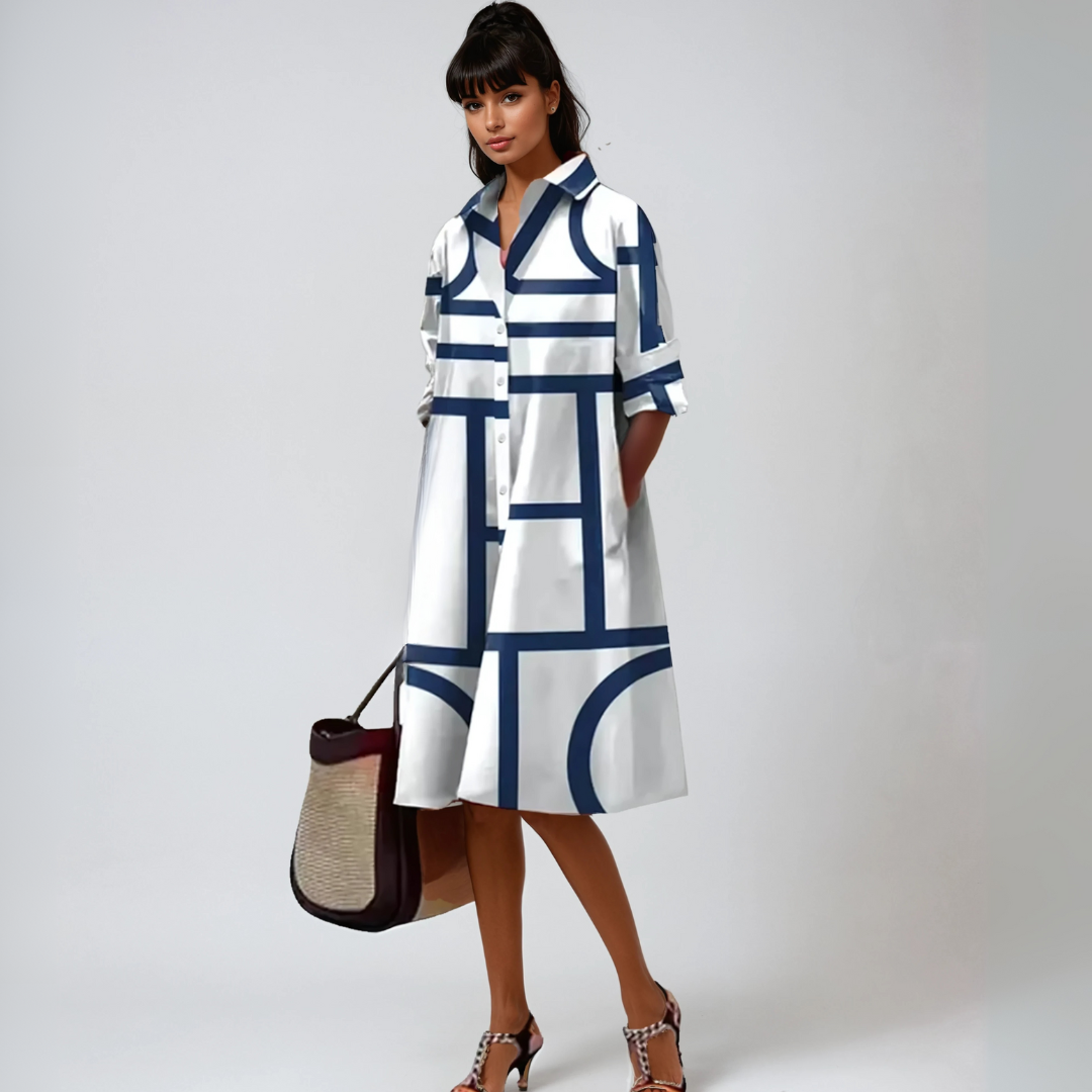 SELENE™ | ROBE MIDI AVEC MOTIF GÉOMÉTRIQUE
