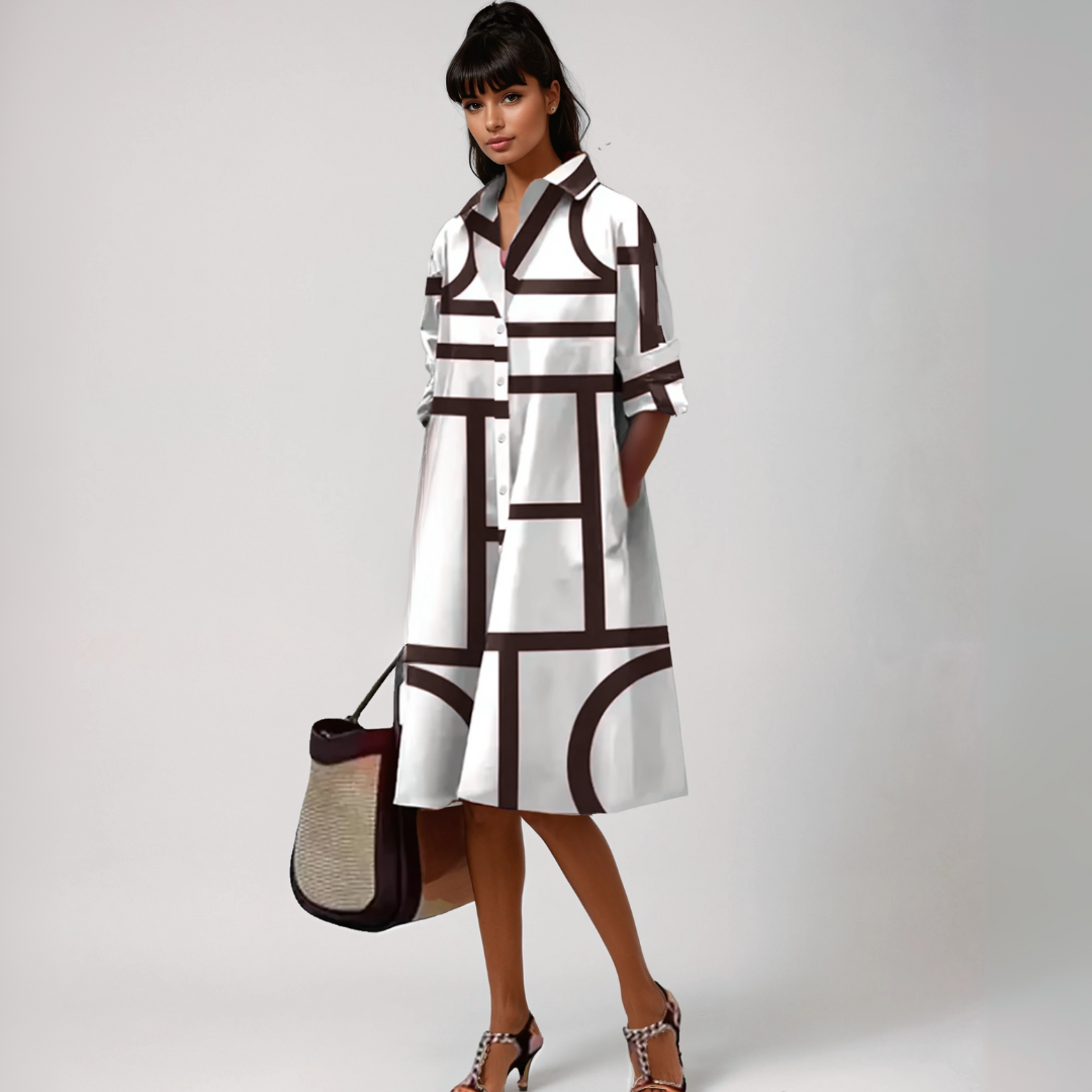 SELENE™ | ROBE MIDI AVEC MOTIF GÉOMÉTRIQUE