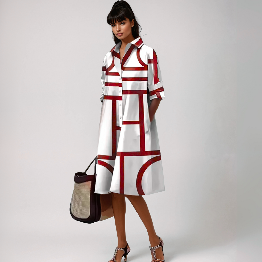 SELENE™ | ROBE MIDI AVEC MOTIF GÉOMÉTRIQUE