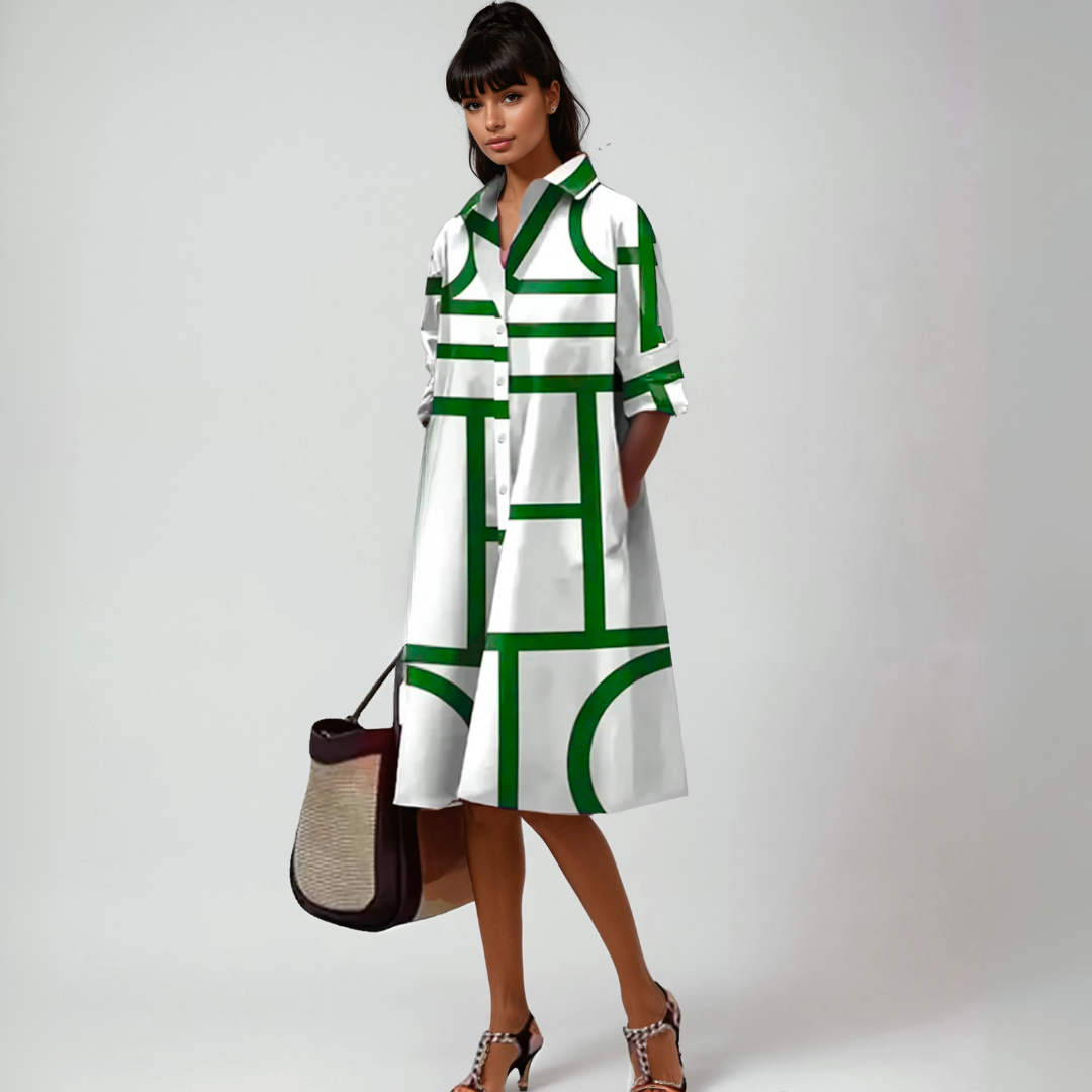 SELENE™ | ROBE MIDI AVEC MOTIF GÉOMÉTRIQUE