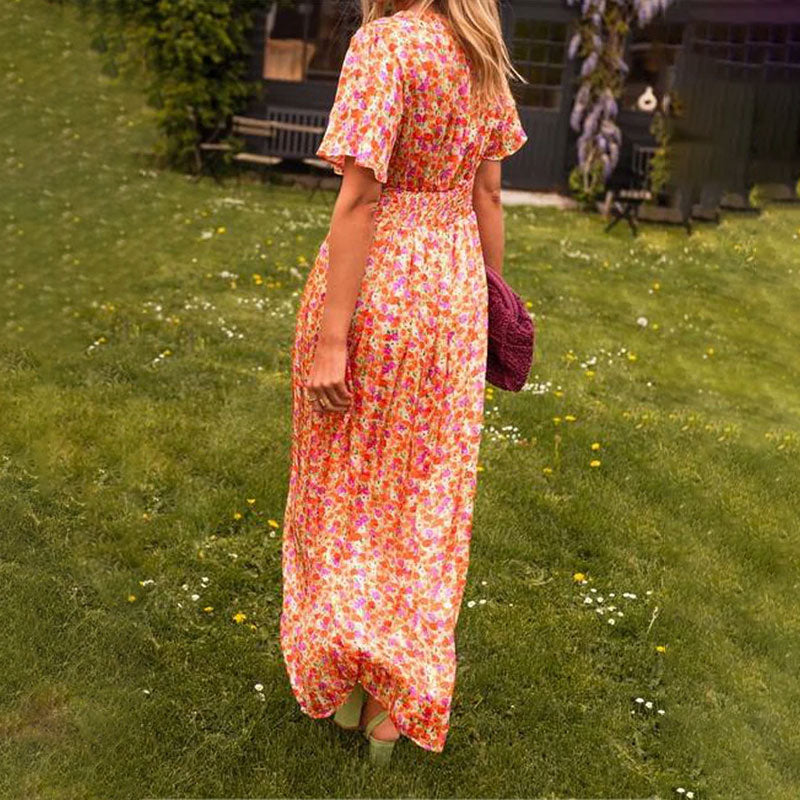 Loungewear Club™ | Robe maxi à fleurs avec manches flottantes
