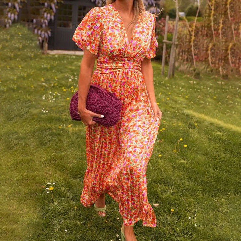 Loungewear Club™ | Robe maxi à fleurs avec manches flottantes