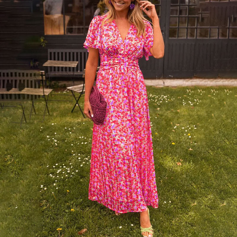 Loungewear Club™ | Robe maxi à fleurs avec manches flottantes
