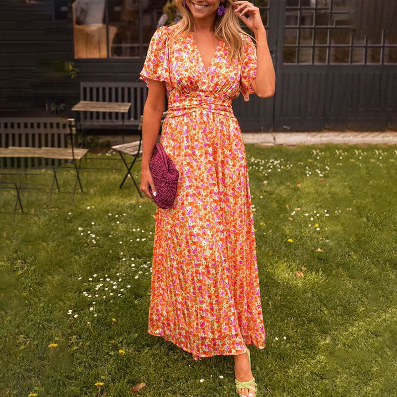 Loungewear Club™ | Robe maxi à fleurs avec manches flottantes