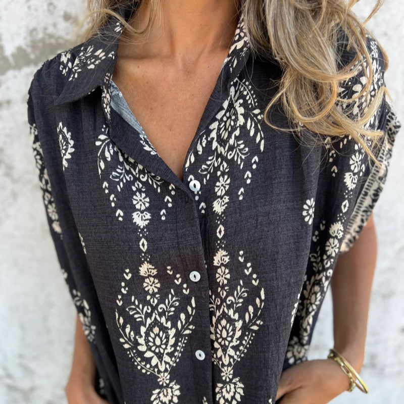 Loungewear Club™️ | Robe classique en coton lin imprimé