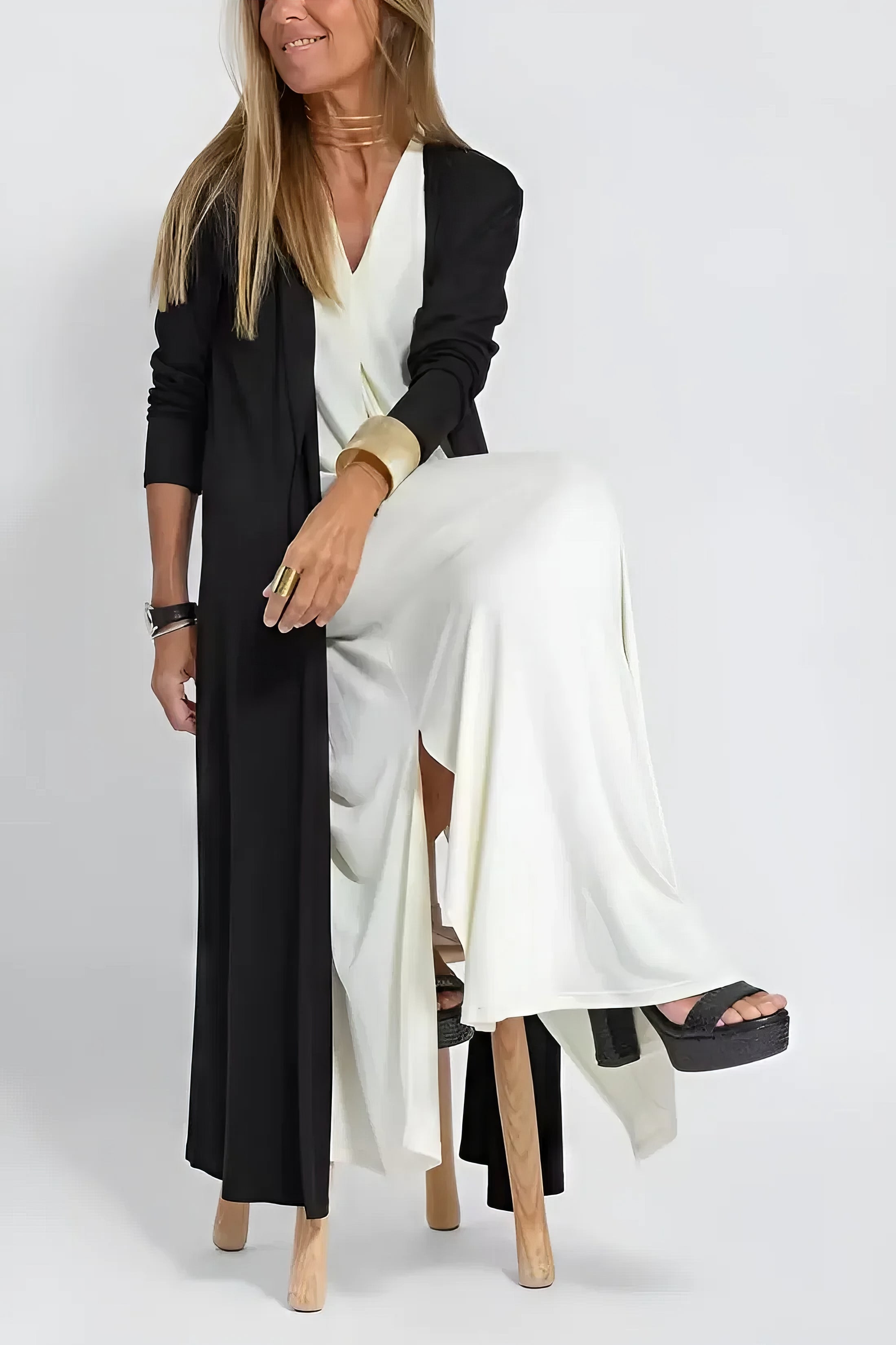 Elise | Robe Longue Élégante avec Cardigan Offert
