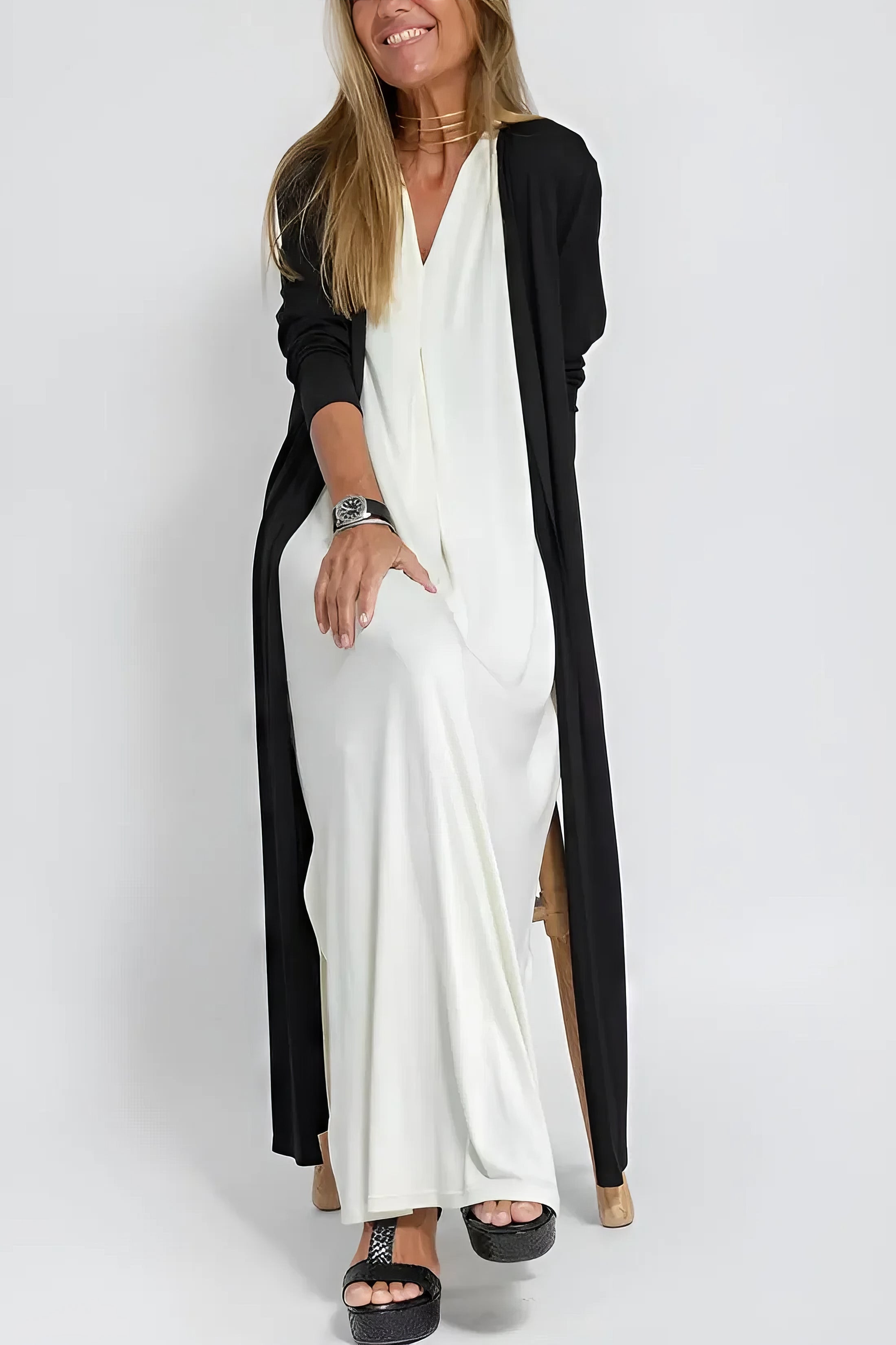 Elise | Robe Longue Élégante avec Cardigan Offert