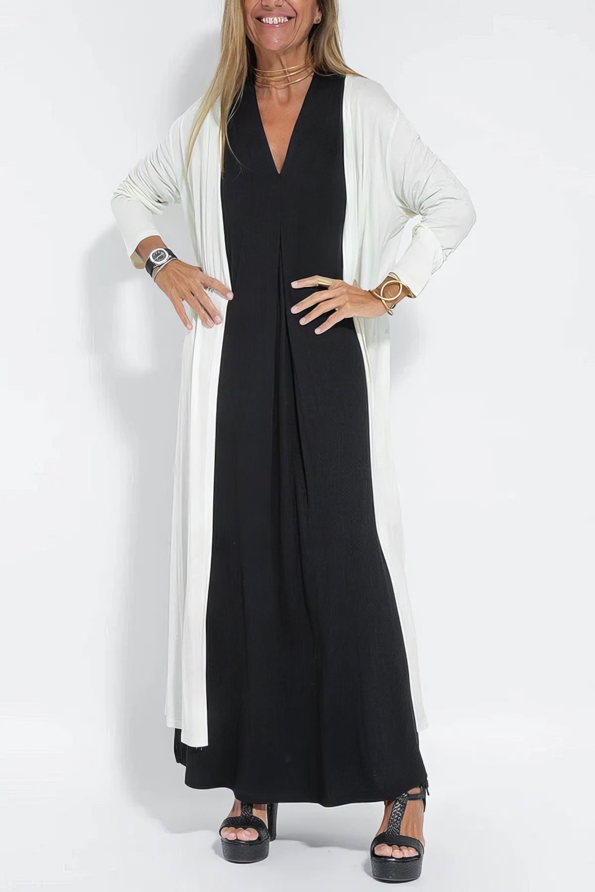 Elise | Robe Longue Élégante avec Cardigan Offert
