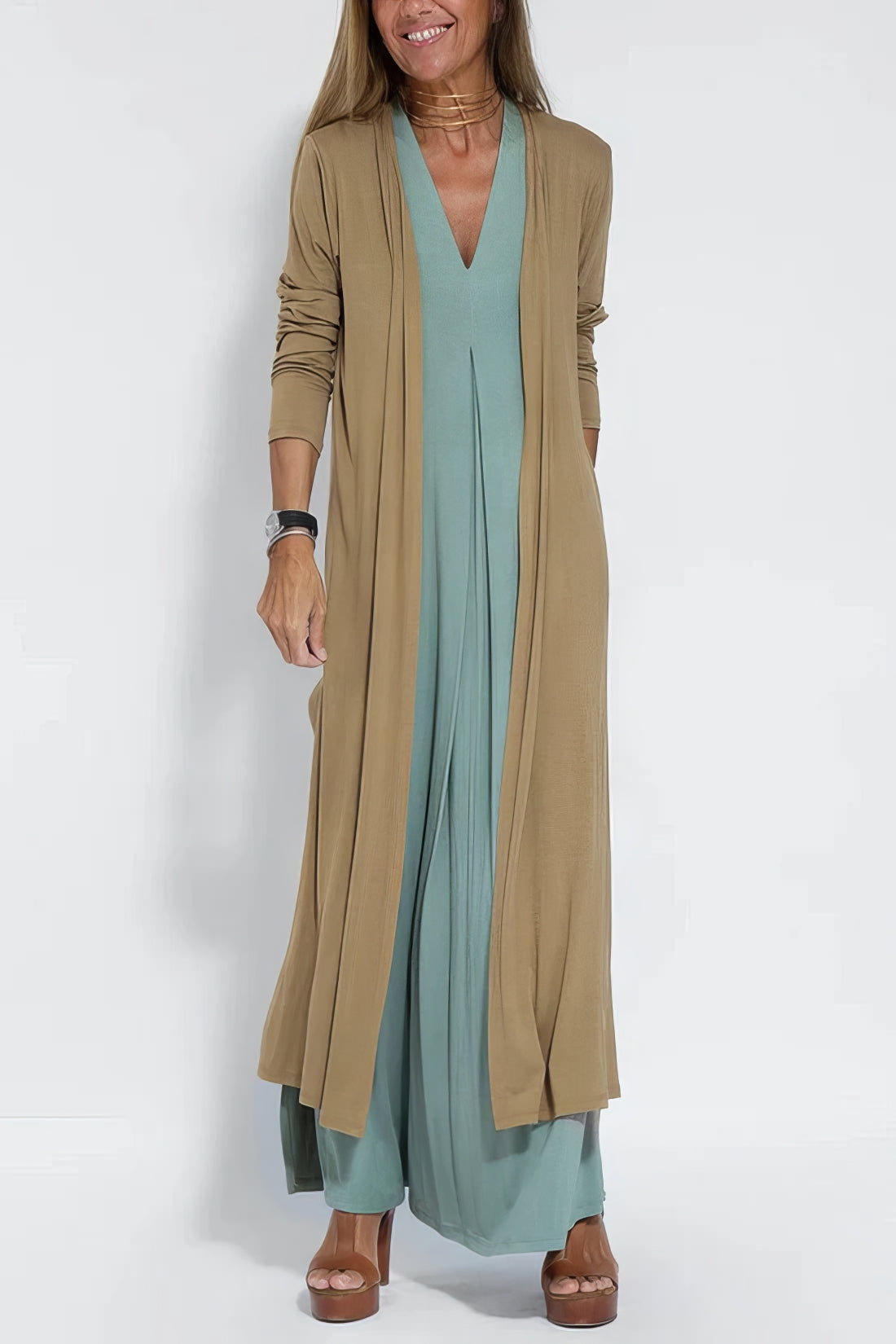 Elise | Robe Longue Élégante avec Cardigan Offert