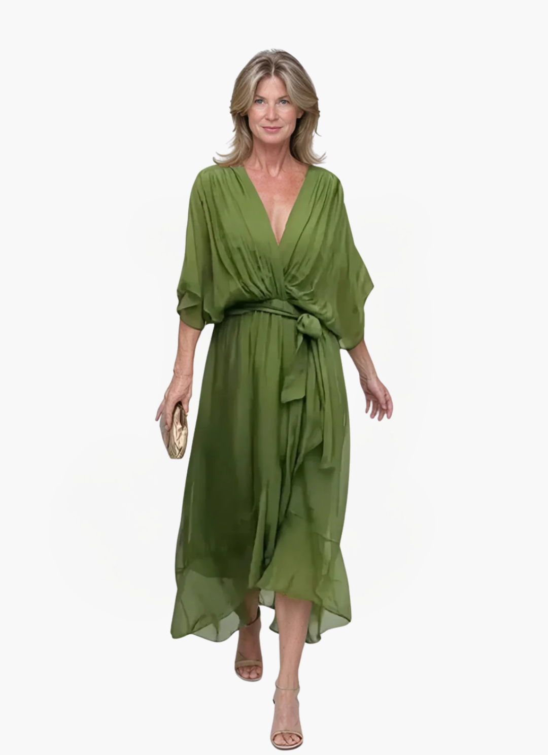 Loungewear Club™ | Robe midi en chiffon avec effet portefeuille