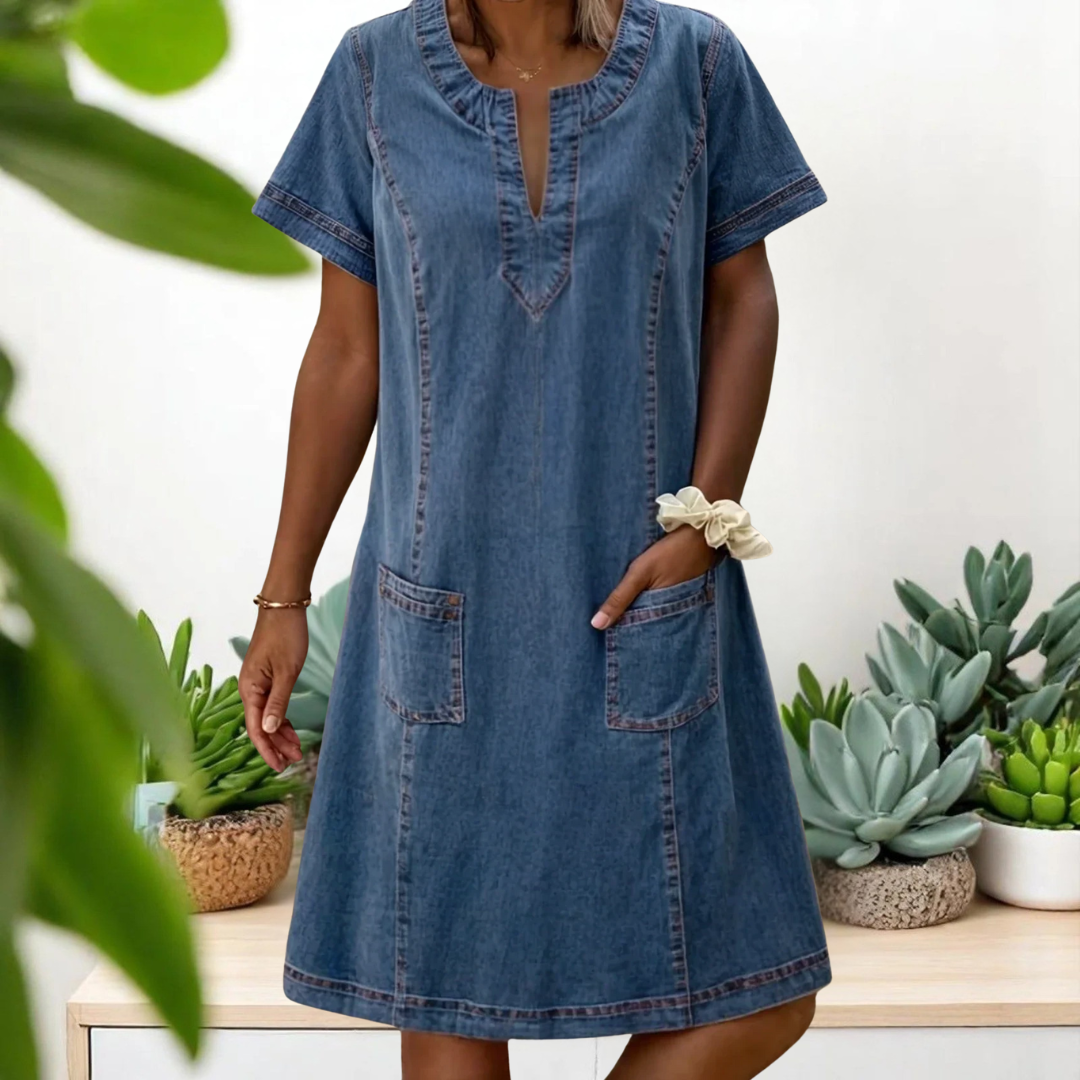 Julia | Robe en Denim Douce avec Poches Avant