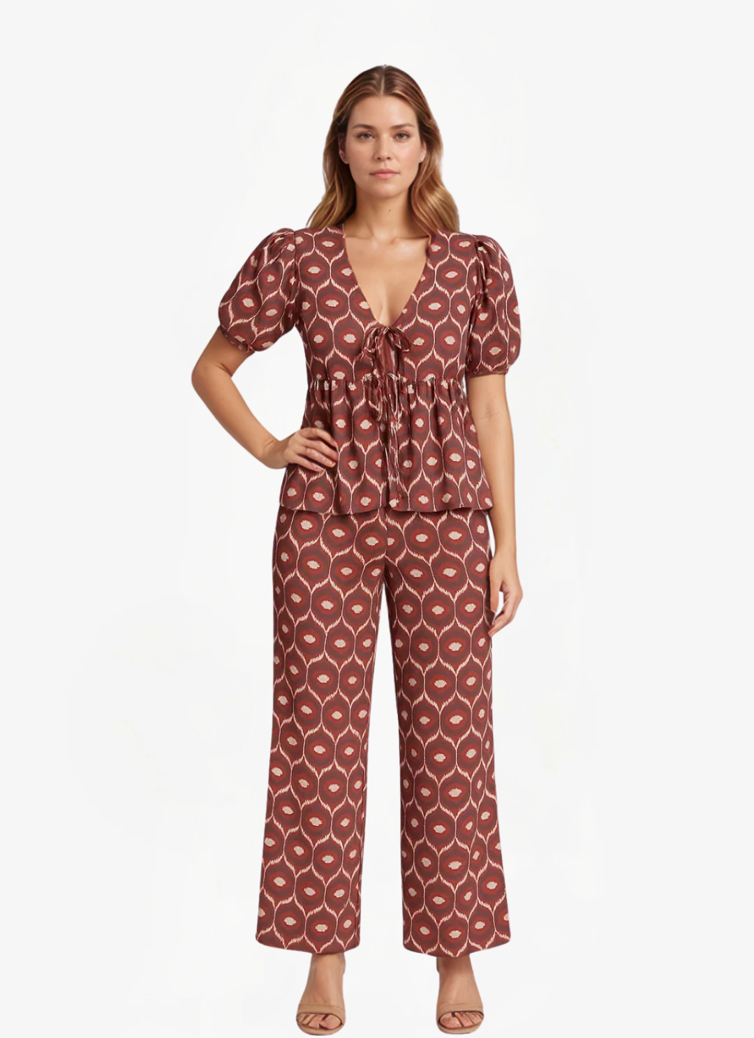 Loungewear Club™ | Ensemble à manches bouffantes et détail à nouer