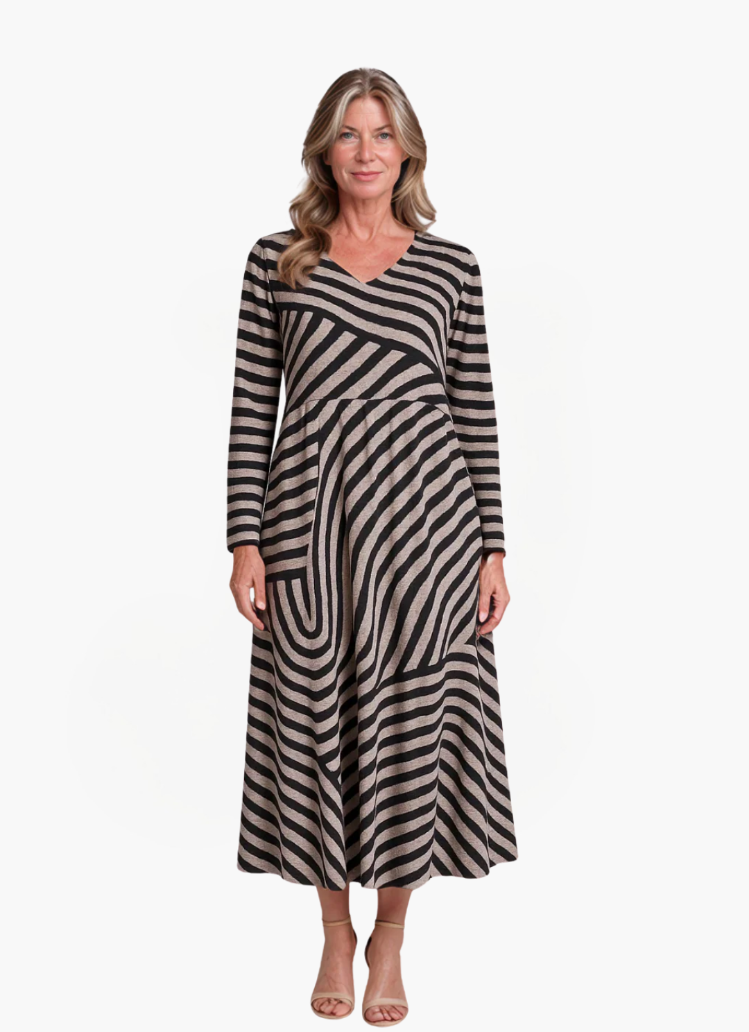 Loungewear Club™ | Robe maxi rayée avec décolleté en V