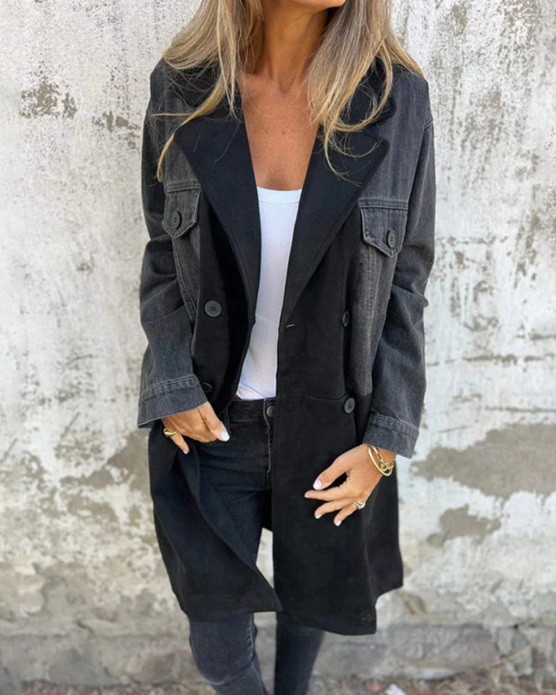 MARITES - MANTEAU EN DENIM ET EN CUIR SUEDE