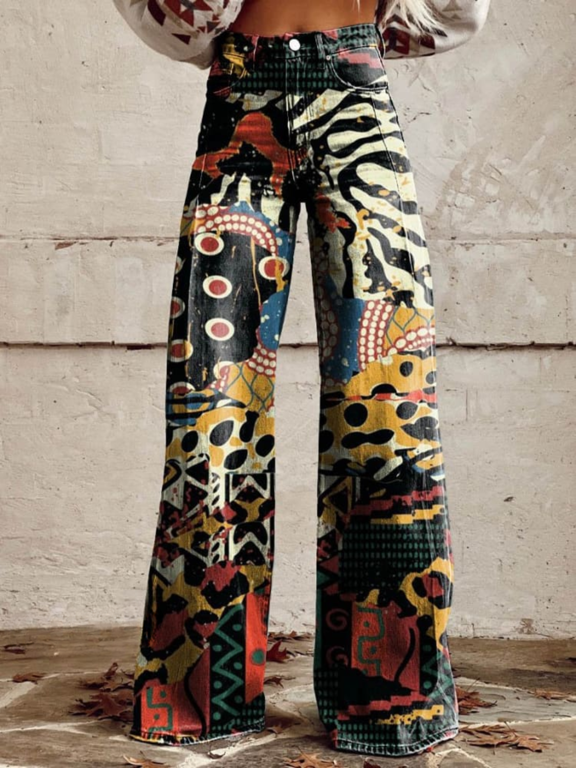 ÉLODIE | Pantalon Ample avec Imprimé Artistique Élégant et Audacieux