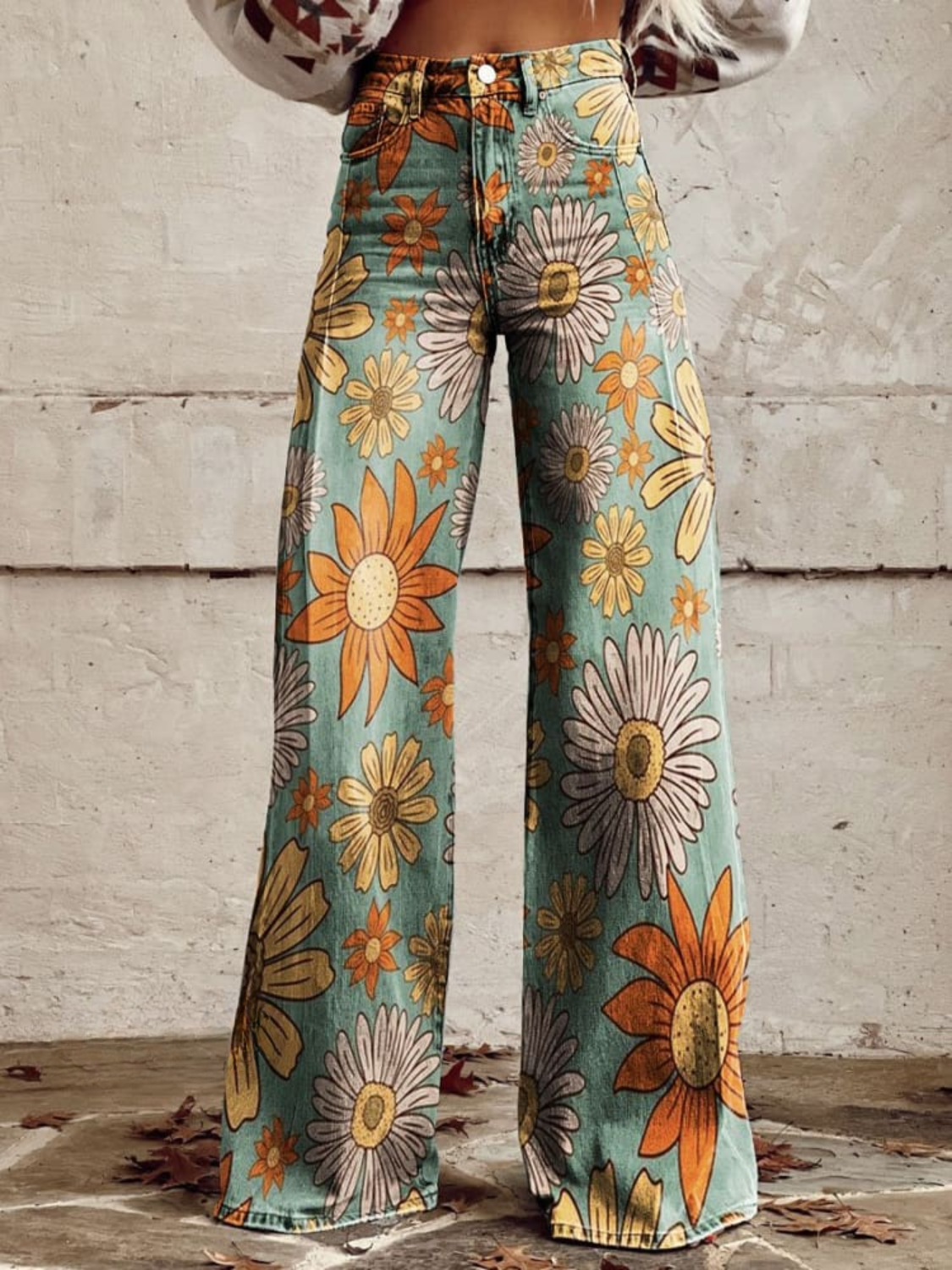 CIRILLA | Pantalon Palazzo à Motif Floral Rétro