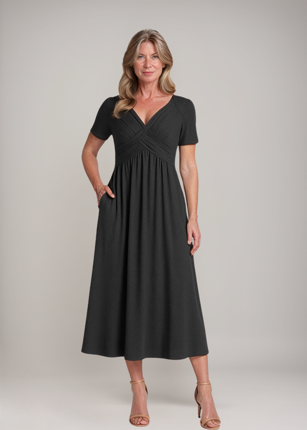 Loungewear Club™ | Robe midi avec couture à la taille et poches