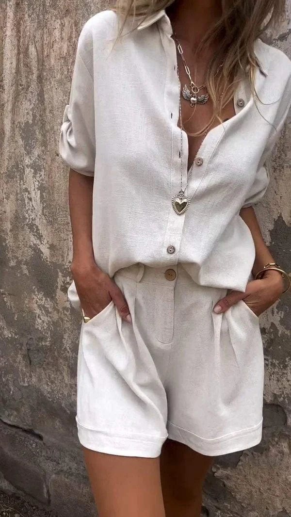 Loungewear Club™ | Ensemble chemise à boutons et shorts