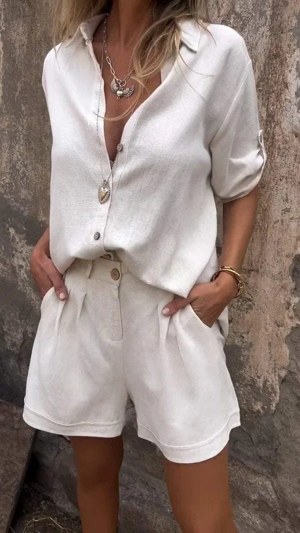 Loungewear Club™ | Ensemble chemise à boutons et shorts