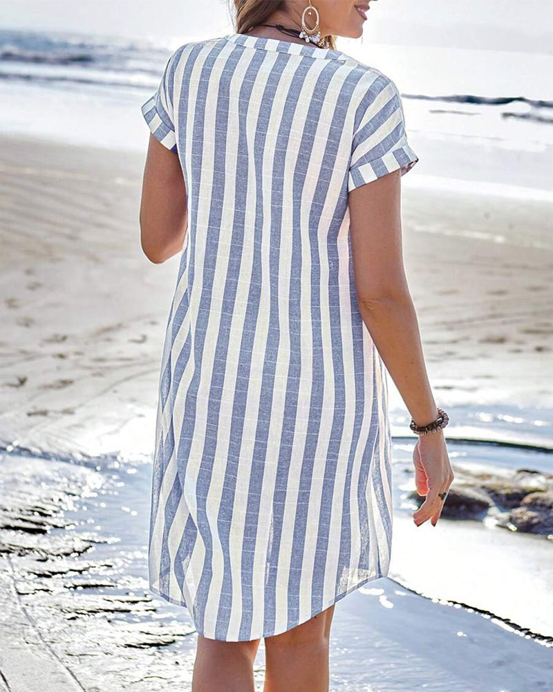 Martine | Robe chemise élégante rayée