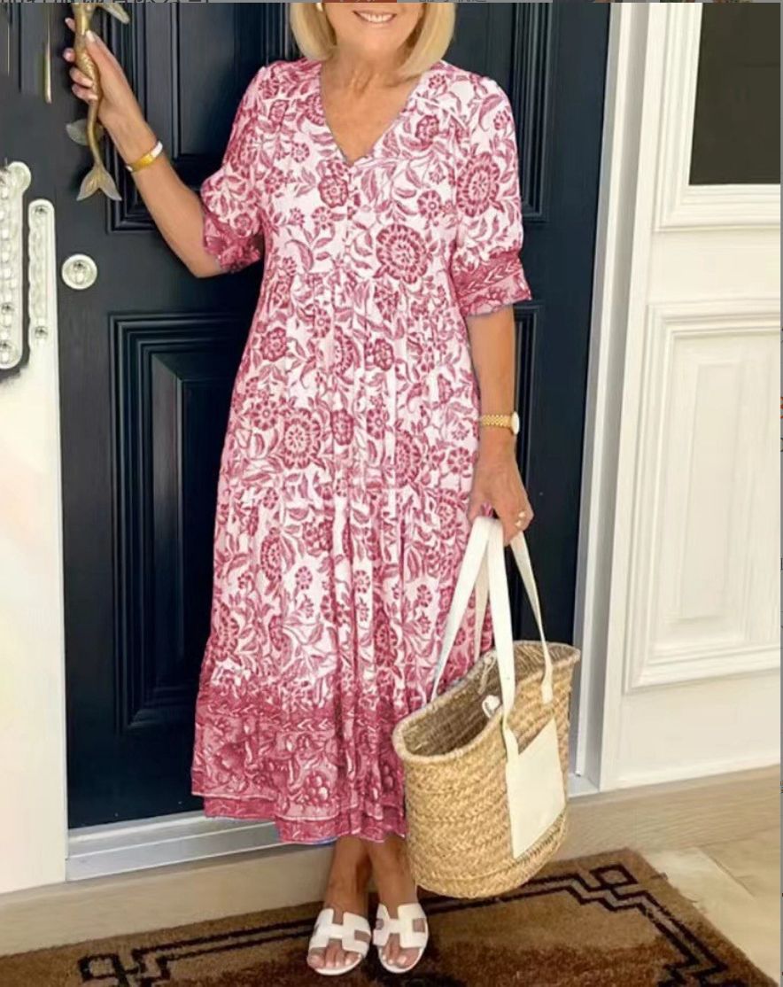 ARIA™ - Robe Florale Élegante avec Décolleté en V