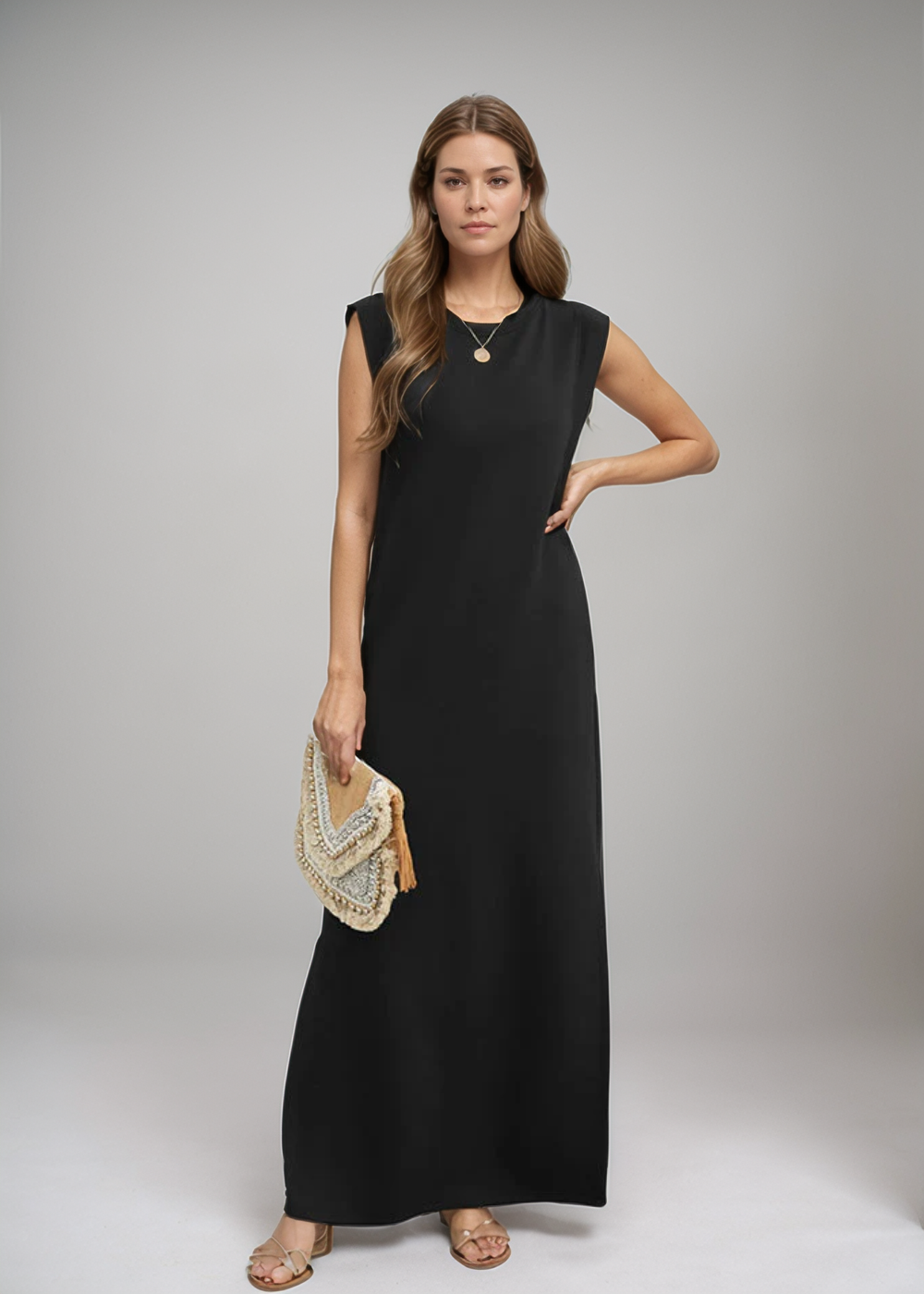 Loungewear Club™ | Robe maxi sans manches au style minimaliste