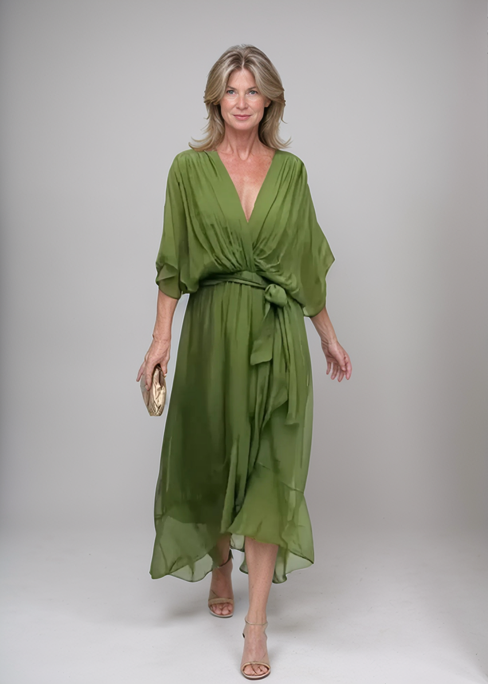 Loungewear Club™ | Robe midi en chiffon avec effet portefeuille