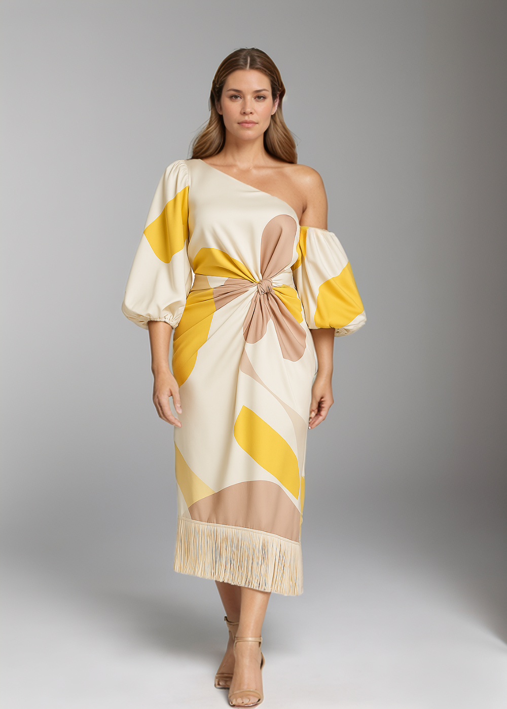 Loungewear Club™ | Robe en satin avec manches bouffantes