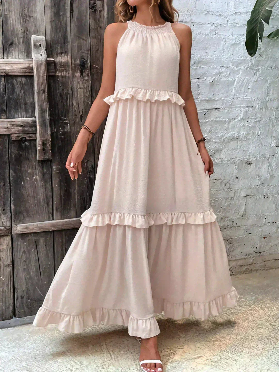 Emilia™ - Robe Maxi à Volants et Col Halter