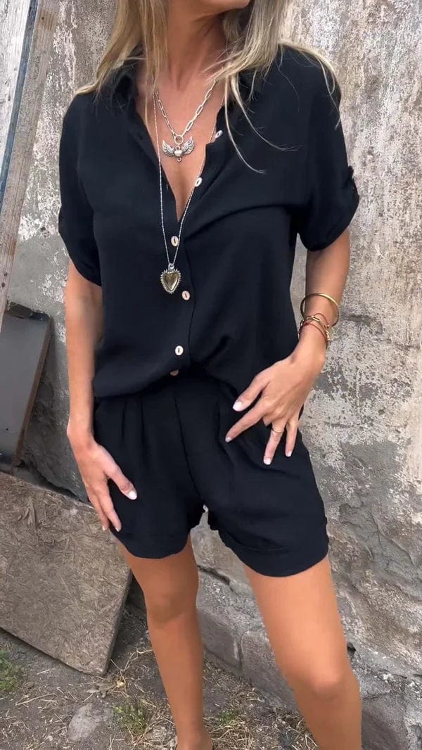 Loungewear Club™ | Ensemble chemise à boutons et shorts