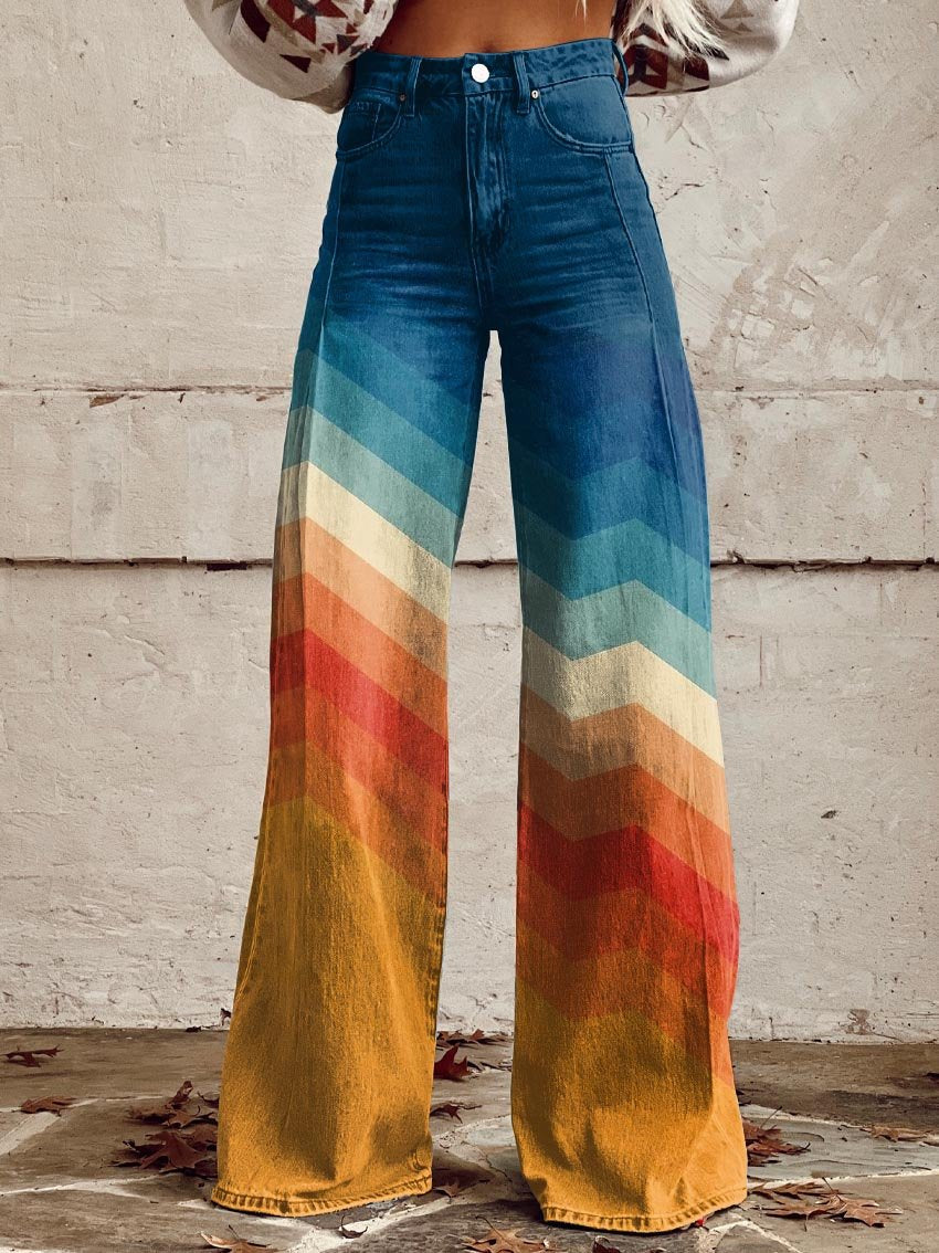 LÉA | Pantalon Zigzag Rétro Élégant Moderne