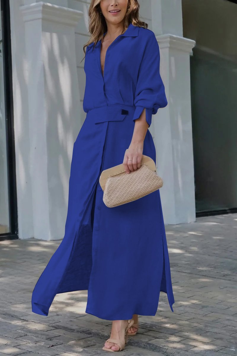 Loungewear Club™ | Robe Maxi en Lin avec Boutonnage