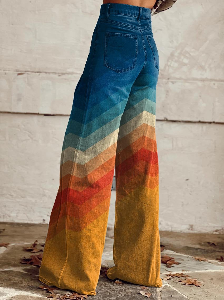 LÉA | Pantalon Zigzag Rétro Élégant Moderne