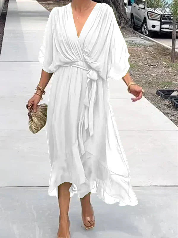 Loungewear Club™ | Robe midi en chiffon avec effet portefeuille