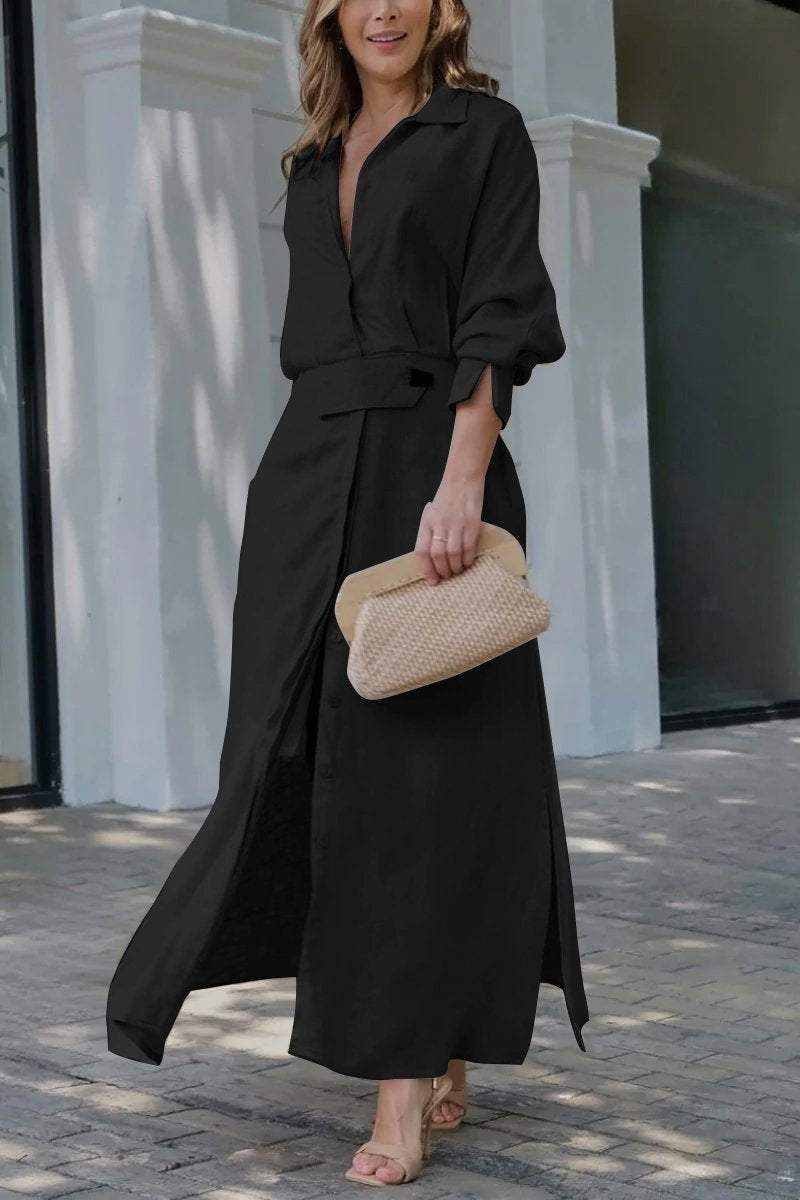 Loungewear Club™ | Robe Maxi en Lin avec Boutonnage