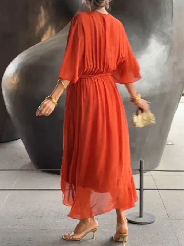 Loungewear Club™ | Robe midi en chiffon avec effet portefeuille